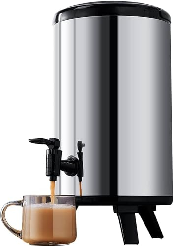 ZORZA Dispenser per Bevande coibentato con Rubinetto,Thermos per Alimenti in Acciaio Inossidabile, Caffettiera Contenitore Termico,per caffè, tè o Vin brulè,12L