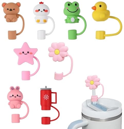 8pcs Straw Cover Straw Cap Straw Cover Cup Cover Straw Topper Straw Cap Clear Straws Replacement Straws for Water Dust-Proof Reusable Cup Straw Topper Accessories