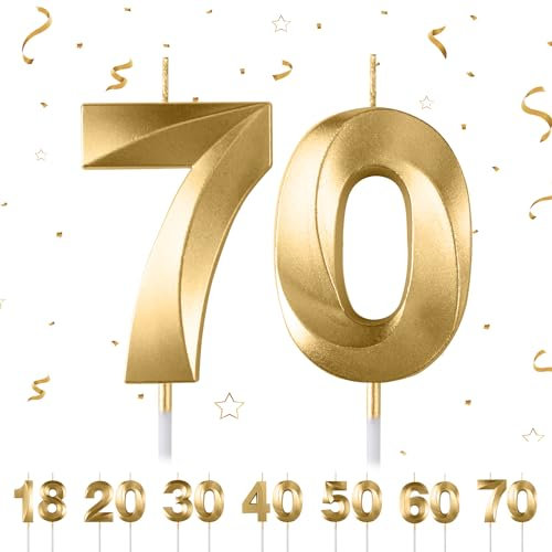 Geburtstagskerzen Zahlen 70,Blau Geburtstagskerzen, 3D Diamant Form Kuchen Kerzen Zahl 18 20 30 40 50 60 70 Glitzer Kuchen Topper Dekoration für Hochzeit Geburtstag Jubiläum