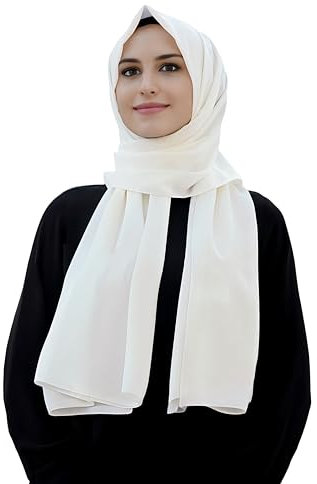 Lina & Lily Medina Seide Hijab Kopftuch Schal für Muslimische Frauen (Elfenbein)