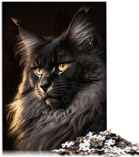 für Erwachsene 1000-teiliges Puzzle, Maine Coon, für Erwachsene und Kinder ab 12 Jahren, Holzpuzzle, Lernspielzeug, Größe: 50 x 75 cm