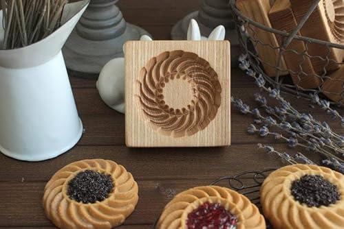 Geschnitzte hölzerne Plätzchenform, 3D-Backform, Küche, DIY, Ausstechform, Lebkuchen-Plätzchen-Stempel, Kekspresse, Stempelformen, für Weihnachten, Thanksgiving, Halloween, Ostern (Blumen 2)
