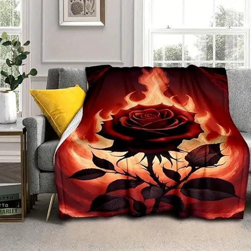 Felldecke Rose 3D Printdesign Couchdecke Warm Mikrofaser Wearable Doppelseitiger Decke 180 x 200 cm für Lesen, Lernen, Campen