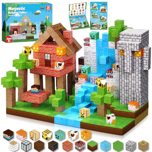 ToyUnited, 150 bloques de construcción magnéticos, cubos magnéticos apilables, juguetes sensoriales STEM y Montessori para niños pequeños de 3 a 12 años