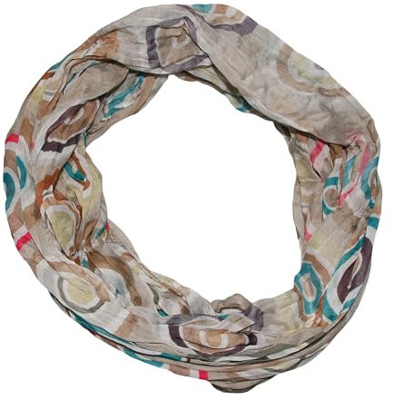 beybey® Retro Damen Seide Loop Schal wahnsinnig schön und sehr fein Seidenschal Kreis-Muster (good beige)