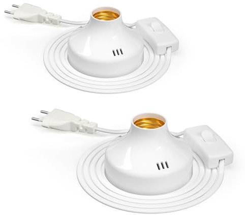 TobeBright Nachttischlampe mit Kabelschalter, Vintage E27 Fassung, Max. 100 Watt, Tischleuchte für Schreibtisch, Schlafzimmer, Wohnzimmer, Arbeitszimmer, Keller, exkl. Leuchtmittel, 2er-Pack