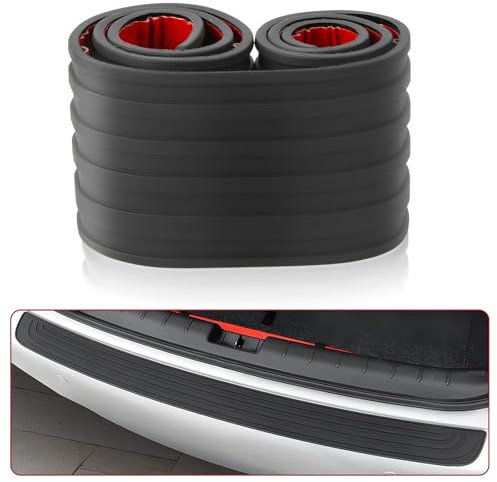 Stoßstangenschutz aus Gummi, Schwellerschutz für den Kofferraum, Ladekantenschutz Kofferraum, Selbstklebender Heckstoßstangenschutz, Autozubehör für die Meisten Autos, SUVs (Schwarz, 90cm x 7cm)