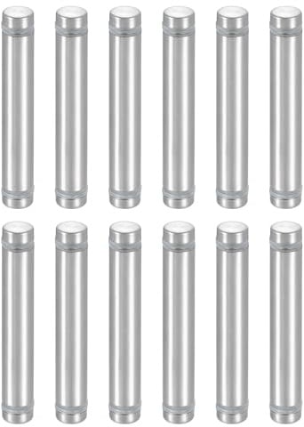 QUARKZMAN 12 Stück Edelstahl Wandabstandshalter, 12x70mm Abstandsbolzen Abstandshalter Abstandsschrauben für Acrylglas Schildhalter Werbetafeln, Silber