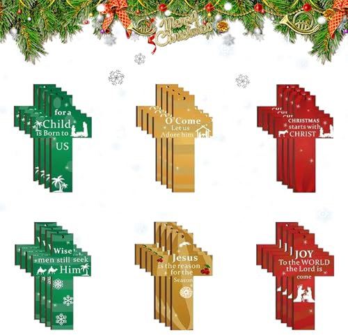 Weihnachtsdeko Holz Kreuz, Weihnachtsbaumschmuck Hängenden Holzkreuz, Christbaumschmuck Set Rot Gelb Grün, Tannenbaumschmuck Wandkreuz Holzanhänger Weihnachten, für Weihnachtsbaum Deko (13 cm)
