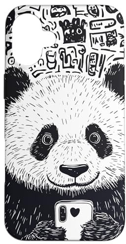 Niedliche Panda-Grafik Hülle für iPhone 16 Plus