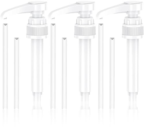 GIBOHOM 3 Stück Dosierpumpe 1L Sirup Kompatibel mit Best Body Nutrition, Wiederverwendbarer Ersatz Pumpspender Sirup mit 3 Langen und 3 Kurzen Schläuchen, Sirup Spender für 500 ml/1000 ml Flaschen