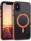 VENINGO Magnetic for iPhone X Case, for iPhone XS Phone Case Compatible with MagSafe Matte Translucent Shockproof 360 Protective Case with Side Grippy Stripes, Orange