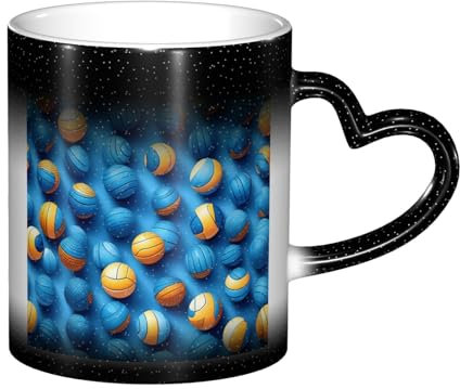 SABFWF Tazza magica personalizzata con stampa pallavolo blu, per uso domestico e ufficio
