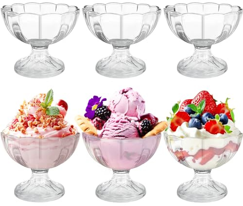 Alaeseje Lot de 6 bols à dessert en acrylique épais avec base lourde - Gobelets réutilisables en plastique transparent pour collation et dessert - 236,8 g