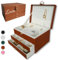 BS Boîte à bijoux pour femme et fille | Boîte à bijoux personnalisée avec prénom, pour cadeau - fête | Rangement bijoux verrouillable à clé, en cuir végan, organisateur bijoux (Camel)