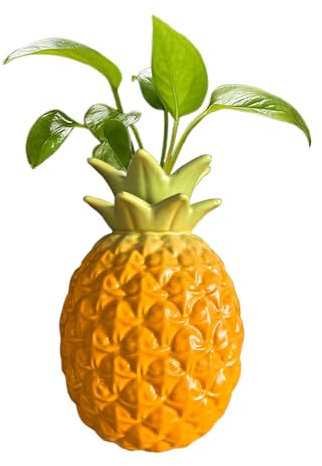 Belupai Keramik-Obstvase, handbemalt, orangefarbene Obstform, Heimdekoration, Blumenstraußhalter, einzigartige Drachenfruchtvase für Wohnzimmer, Schlafzimmer, Eingangsbereich (ohne Pflanzen) (Ananas)