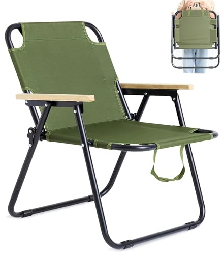 Campingstuhl Faltbar, Klappstuhl Camping, Camping Stuhl mit Armlehnen,150 KG Belastbarkeit Faltstuhl Angelstuhl Gartenstuhl campingstühle, für Camping Garten Balkon Strand
