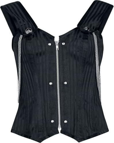 Gothicana by EMP Damen schwarze Korsage mit Nieten und Schnüren L