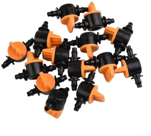 20Pcs for MINI Water Flow Control Valves for 4/7mm Hose Irrigation System Garden Watering Equipment Barbed Connector Plastic 1/4 Inch Fittings