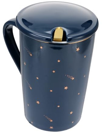 HOLIDYOYO 1 Set Golden Star Tag Tazze Da Caffè Con Coperchi Tazza Di Caffè Ceramica Blu