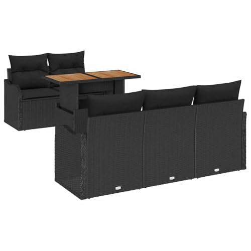 vidaXL Garten-Sofa-Set 6 STK. Schwarz Poly Rattan