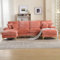 PUGSDRLY Canapé Panoramique en U,Canape Angle 4 Places Moderne avec Coussiné,Pieds Métallique,Tissu Chenille (Rose)