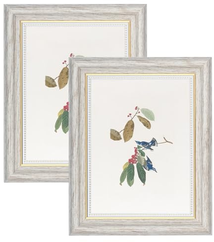 YoHyien Bilderrahmen Vintage 15x20 2er Set, Retro Fotorahmen zum Aufhängen und Aufstellen, Shabby Chic Postkarten Rahmen für Den Schreibtisch, Picture Photo Frame for Wall (Weiß, 15 x 20 cm)