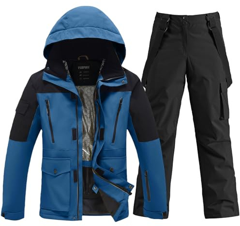 HOTIAN Herren Ski Jacke und Hosen Set Herren Schneeanzug Winter Warme schneeanzug Wasserdicht Winddicht skibekleidung Snowboard Set