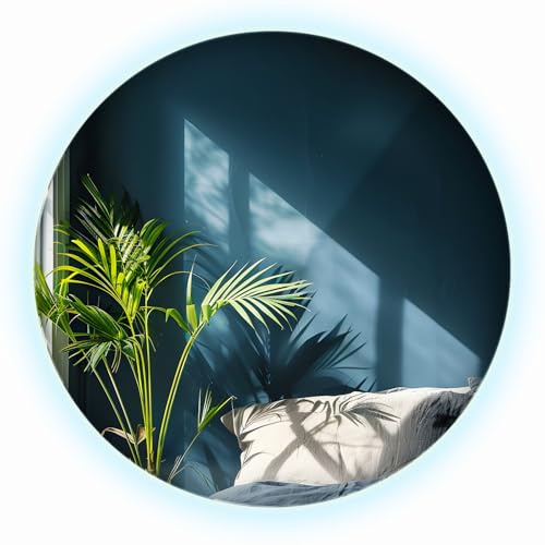 40x40 cm LED Spiegel | Kaltweiß | Modern, rund, Rahmenlos | Ideal für Badezimmer, Schlafzimmer & Wohnzimmer mit hochwertiger LED Beleuchtung
