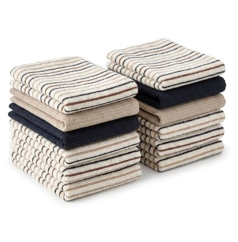 BOSKIMO Premium Geschirrtücher aus Baumwolle mit Frottee – 8er & 12er Set Geschirrtücher 45x65 cm – Saugfähig, Weich & Wiederverwendbar