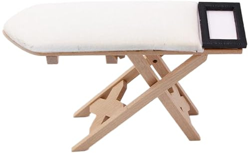 Muebles de casa de muñecas Mesa de Planchar Plegable, Cuarto de Lavado Realista, Accesorios en Miniatura para Bricolaje, jardín de Hadas, micropaisaje, Escala 1:12