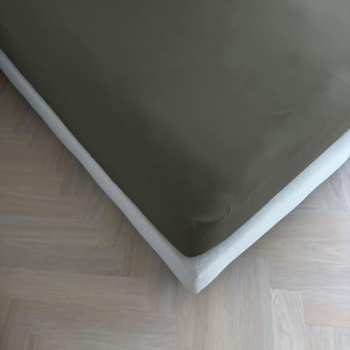 Kayori Emma Spannbettlaken für Topper Antrazit 180x200 cm, Baumwollsatin, Matratzenhöhe bis 12 cm
