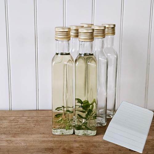 OOPS TOYS 6er Set Glasflaschen Weiß 250 ml Maraska Antik mit Schraubverschluss – Leere Glasflaschen 0,25 l zum Befüllen für Likör, Essig, Öl, Sirup oder Geschenkideen (Weiß, 6 Stk.)