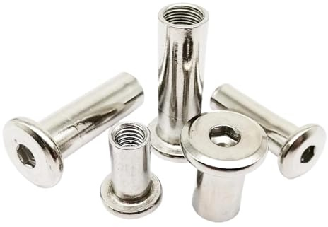M3 M4 M5 M6 M8 M10 304 Stainless Steel Large Flat Hex Hexagon Socket Head Furniture Rivet Connector Insert Joint Sleeve Cap Nut(M6 10pcs,14mm length)