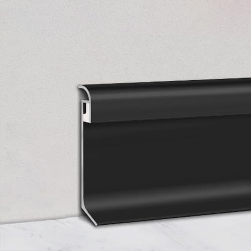 Profilé LED en aluminium, garniture de base murale anti-poussière avec éclairage caché, canal plinthe mural (noir 2, L280 cm/110, pouces)(Black1,L390cm/153.5in)