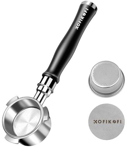 KOFIKOFI 51mm Bodenloser Siebträger für DeLonghi Dedica EC680/EC685/EC885 | 3-Ohren 51mm Bottomless Portafilter Kompatibel mit DeLonghi, Smeg, EUPA, mit Pucksieb, Filterkorb Edelstahl, Aluminium