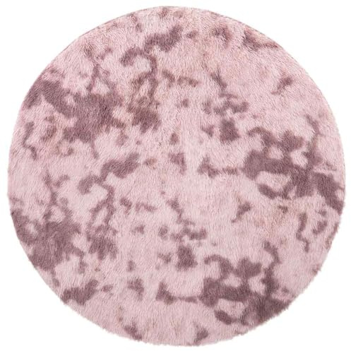 SKTQYQO Tappeto Shaggy Rotondo 120x120cm Rosa Antico Poliestere