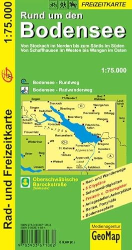 Rund um den Bodensee Rad- und Freizeitkarte: 1:75.000 (Geo Map)
