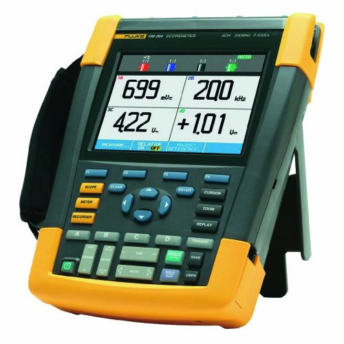 Fluke 190-204/AM/S 4 Channel LCD Color ScopeMeter Oscilloscope with SCC290 Kit, 200 MHz Bandwidth, 1.7ns Rise time