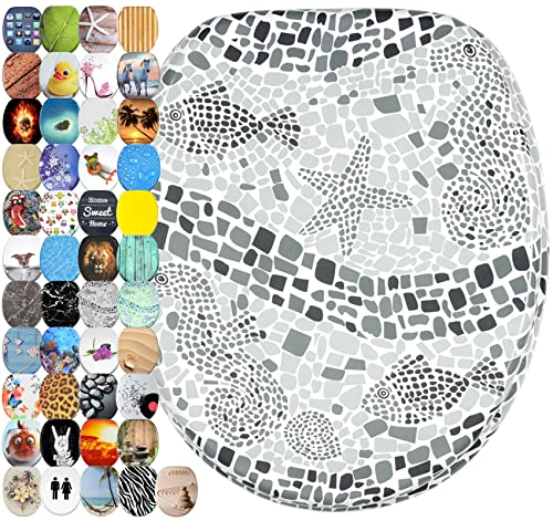 Abattant WC frein de chute soft close - Finition de haute qualité - Fixation facile - Mosaïque mondiale gris