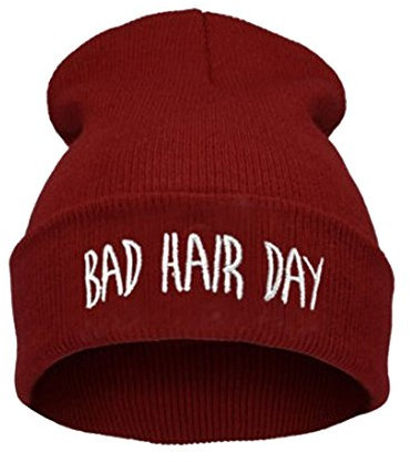 Joyci Winter Unisex Lustige Bad Hair Day Hip Pop Beanie Mütze Damen Herren Ski, weinrot, Einheitsgröße