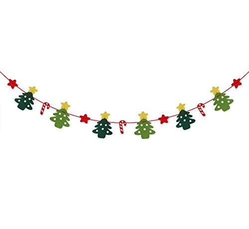 OULII 3M Weihnachten Banner Bunting Weihnachtsbaum Sterne Zuckerstange Anhänger Girlande Wimpel Weihnachtsdeko Party Dekoration