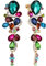 Clearine Pendientes de mujer Bohemio Boho Cristal Boda Nupcial Lotes de gota Araña Tornillo Atrás Clip-On de clip de oreja colgantes Color esmeralda Tono dorado