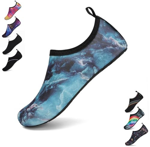SAGUARO Damen Herren Badeschuhe Wasserschuhe Schwimmschuhe Männer Frauen Barfußschuhe für Strand,Pool,Meer,Wassersport,Surfen,Aqua Cycling,Segeln,Bootfahren,Windsurfen(Grau,42/43 EU)