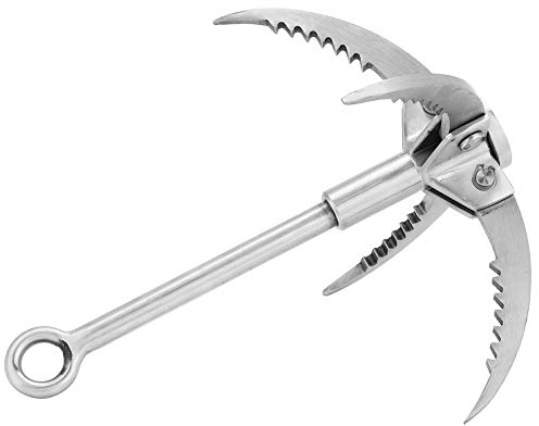 Alomejor Schwerkraft Haken 4 Klaue Edelstahl Überleben Greifhaken Klettern Klaue Karabiner Überleben Werkzeug Ausrüstung