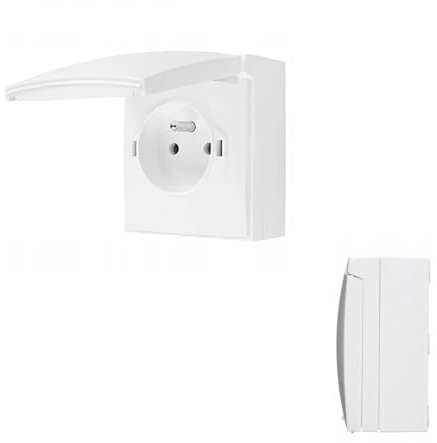 Enchufe individual blanco (tapa blanca) con conexión a tierra 16A 250 V Terminales de tornillo IP44 ACGZ1C/11 Kontakt Simon