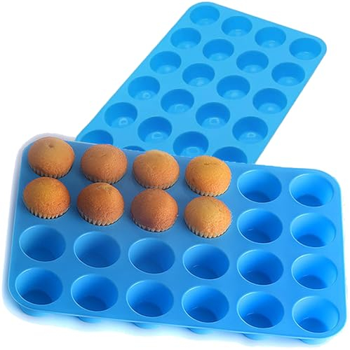 Mini Stampo per Teglia in Silicone per 24 Muffin con Rivestimento Antiaderente, Muffin, Cupcake, Brownies, Torte, Pudding 34 x 23 x 2,5 cm, Ø 4,5 cm
