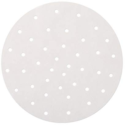 GWHOLE 100 Piezas Papeles Redondo para Freidora, 23cm Diámetro Papel con Agujeros para Cocina al Vapor, Papel de Horno Antiadherente- 9 Inch
