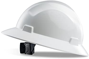 LANON White Full Brim Hard Hat, OSHA Construction Work Approved, HDPE Safety Helmet with 4 Point Adjustable Ratchet Suspension, Class E, G & C