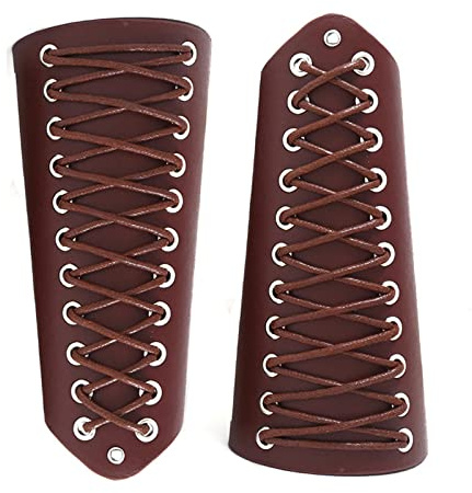 GORGECRAFT 2 pulsera de Cuero para Hombre Y Mujer, Brazaletes de Armadura Medieval, Muñequeras Vikingas, Protectores de Brazo, Hebilla de Tiro con Arco, Brazaletes, Brazaletes de Cuero Unisex(Marrón)